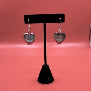 Beautiful Vintage Silver Heart Earrings, Very Good Preowned Condition